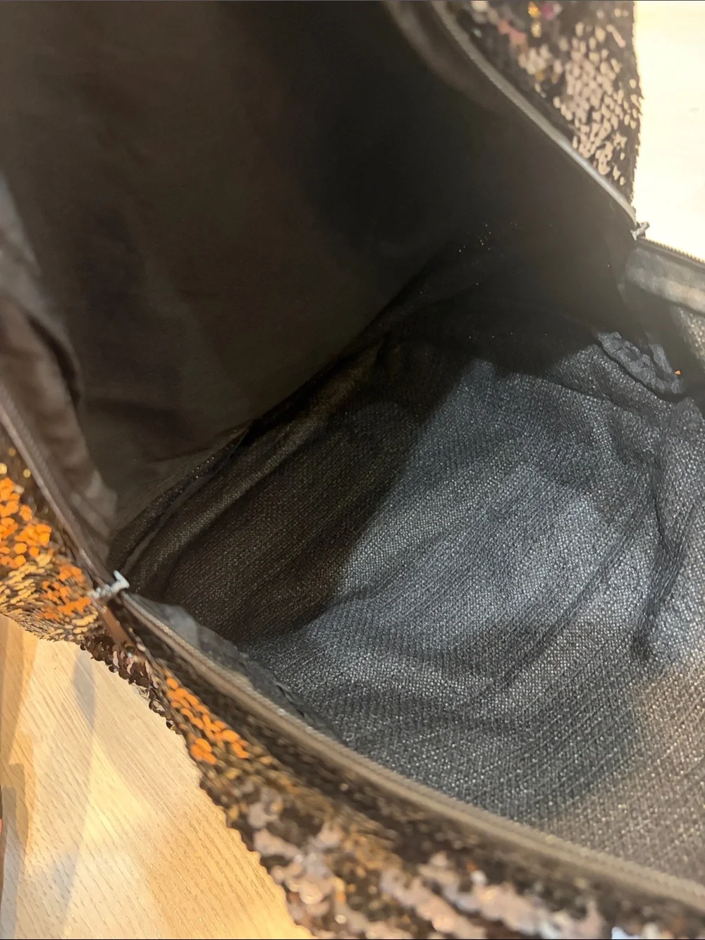 Kids Black and Gold Sequin Backpack